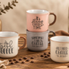 Koffiekopjes met Spreuk 285 ml (Set van 4) - Pasteltinten