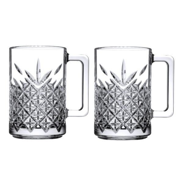 Pasabahce Timeless Luxe Koffie & Theeglas 31cl-Facetgeslepen Glazen met Oor( Set van 2 of 6 stuks)