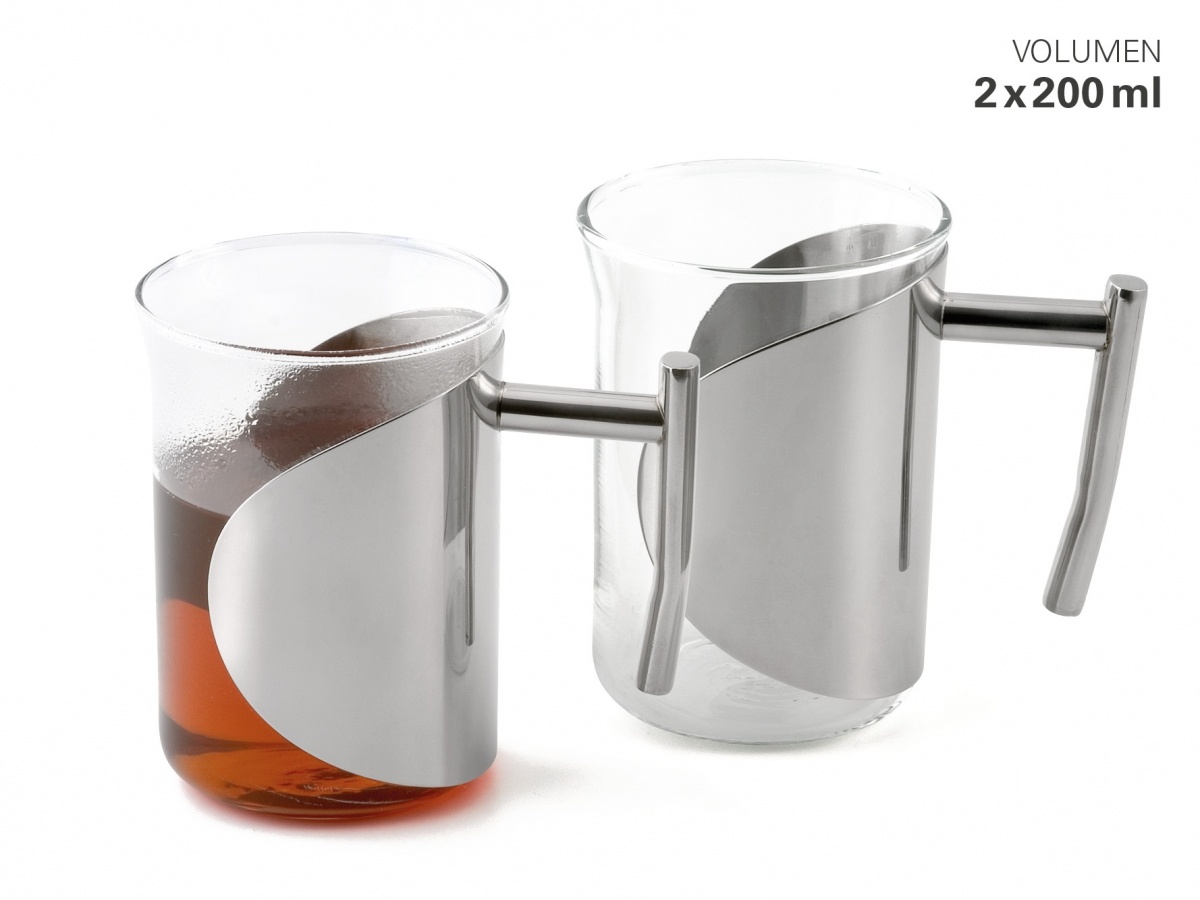 Karl Weis Luxe Theeglazen met RVS Designhouder – Set van 2 (200 ml)