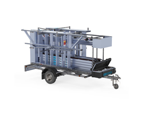 Euroscaffold Steigeraanhanger afsluitbaar 305 + Rolsteiger Standaard 135x305 8,2m werkhoogte enkele voorloopleuning