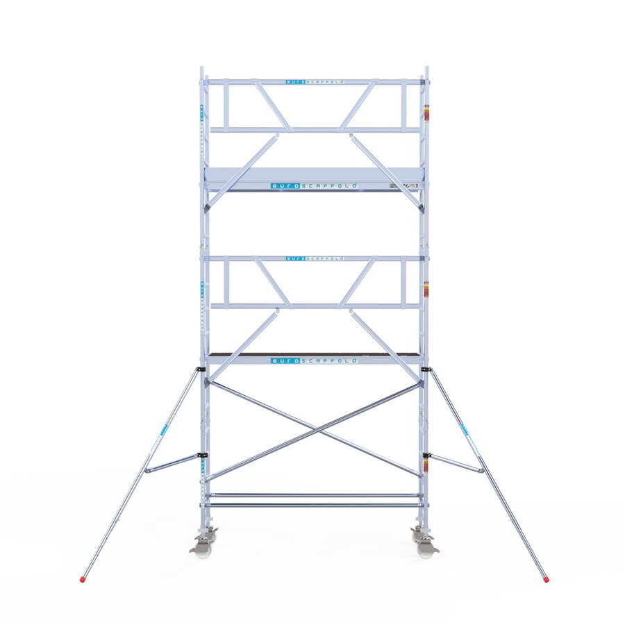 Euroscaffold Rolsteiger Professional 75x250 6,2m werkhoogte carbon vloer tegen de gevel