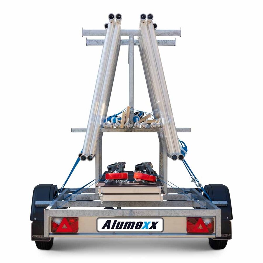 Alumexx Basic Steigeraanhanger 250 Open + Alumexx Rolsteiger Alumexx Budget 135x250 6,2m werkhoogte