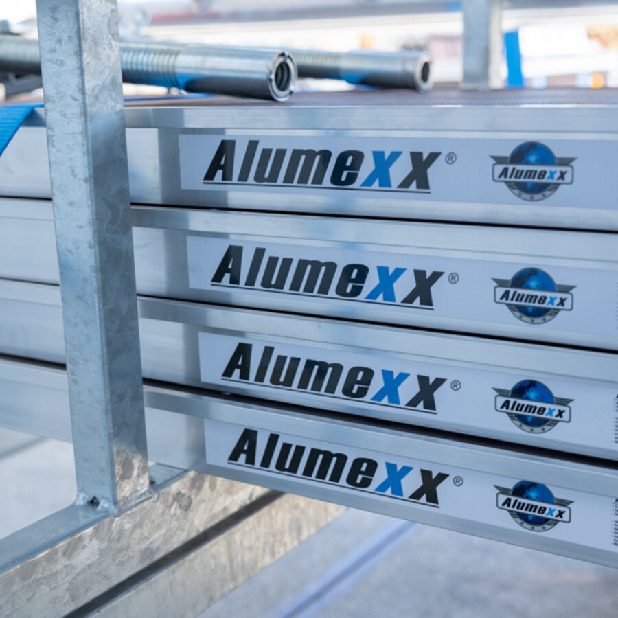 Alumexx Basic Steigeraanhanger 250 Open + Alumexx Rolsteiger Budget 135x250 10,2 m werkhoogte