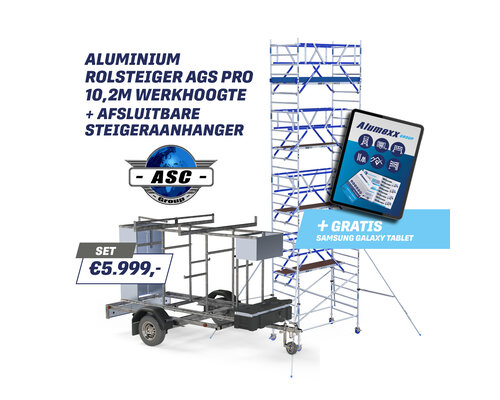 ASC Steigeraanhanger 250 afsluitbaar + Rolsteiger AGS 135x250x10,2m werkhoogte