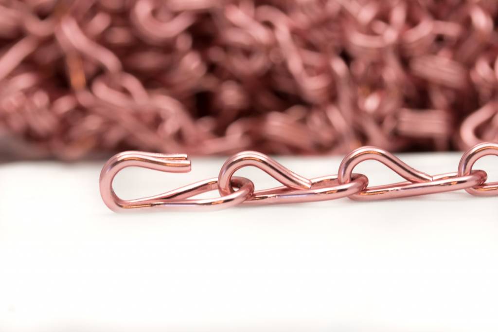 Liso® Aluminium kettinggordijn Aluminium ketting voor Liso® kettinggordijn – Roze / koper | 50 meter