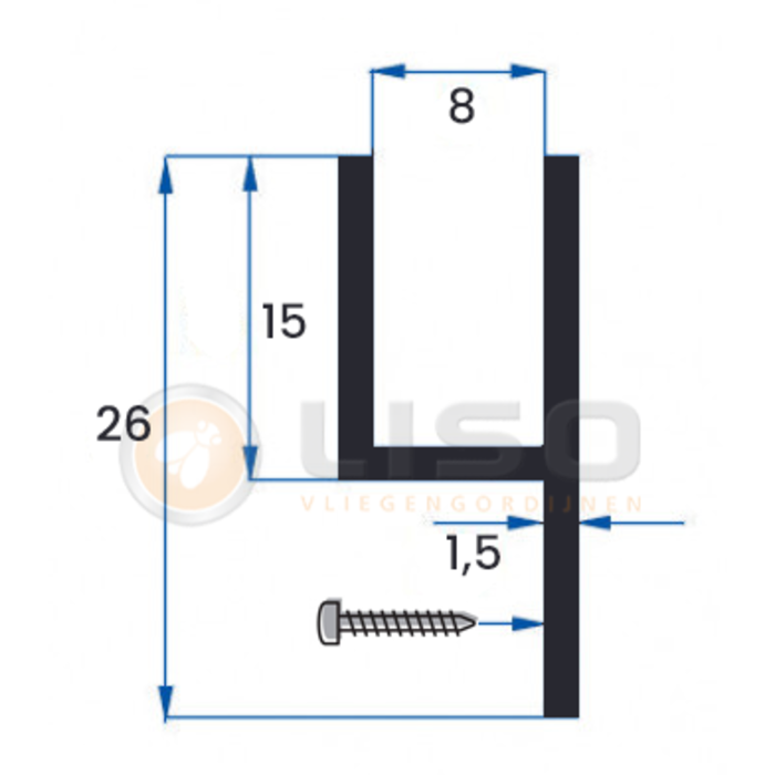 Liso® Origineel Liso® stoel- / H-profiel voor ophangrails – ideaal voor kunststof-, aluminium- en stalen kozijnen