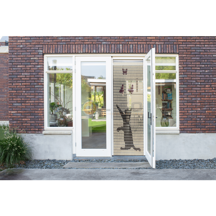 Liso ® Vliegengordijn Liso ® Hulzengordijn met Kat met vlinders | Doe-het-zelf pakket