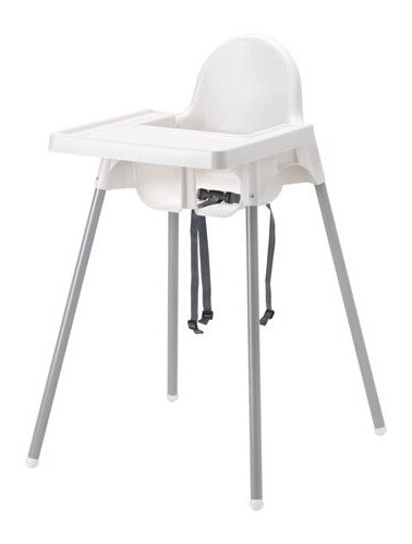 Antilop Kinderhochstuhl mit Tablett, silberfarben