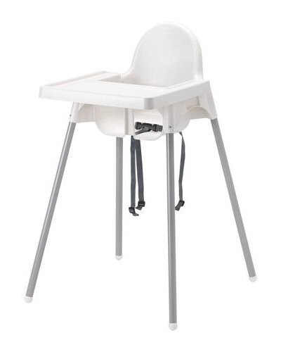 Antilop Kinderhochstuhl mit Tablett, silberfarben