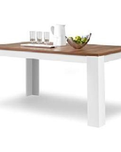 Esstisch Toledo in weiß Nussbaum 140 x 90 cm mit kratzfester Melamin Oberfläche