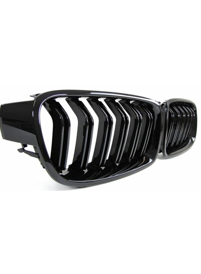 Hoogglans zwarte dubbel spijls M look grill nieren BMW 3 Serie F30 F31