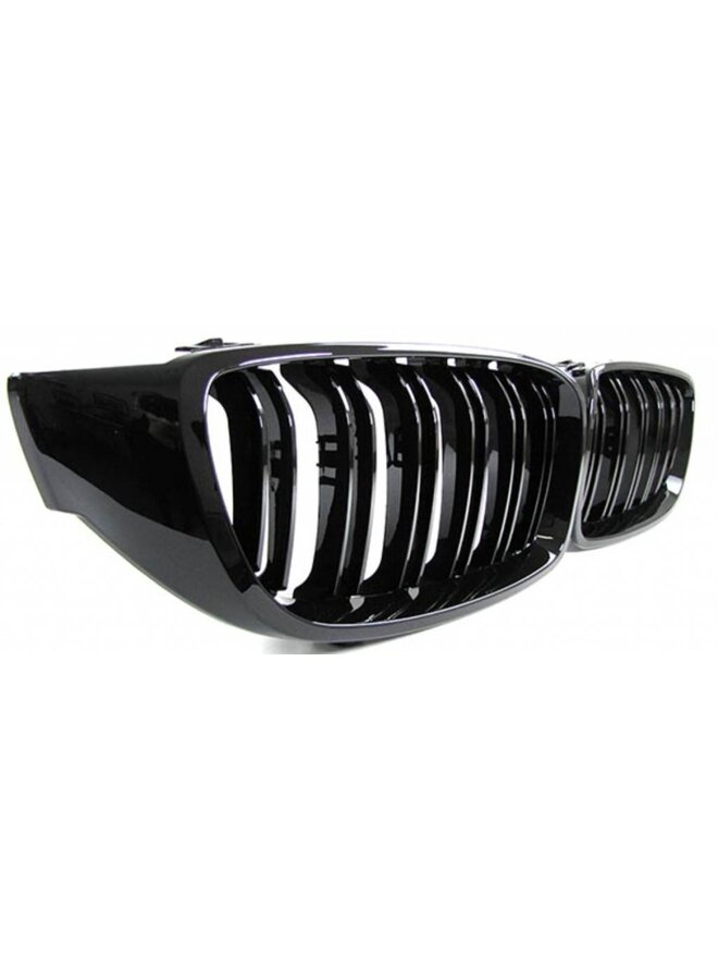 High-gloss black double-bar M look grill kidneys