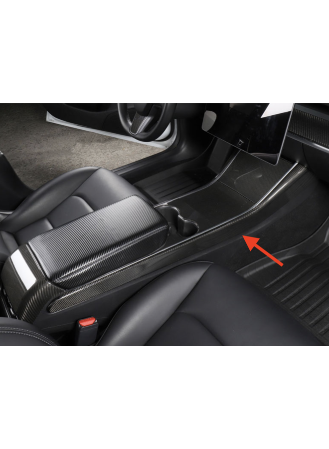 Carbon center console edge cover Tesla Model 3