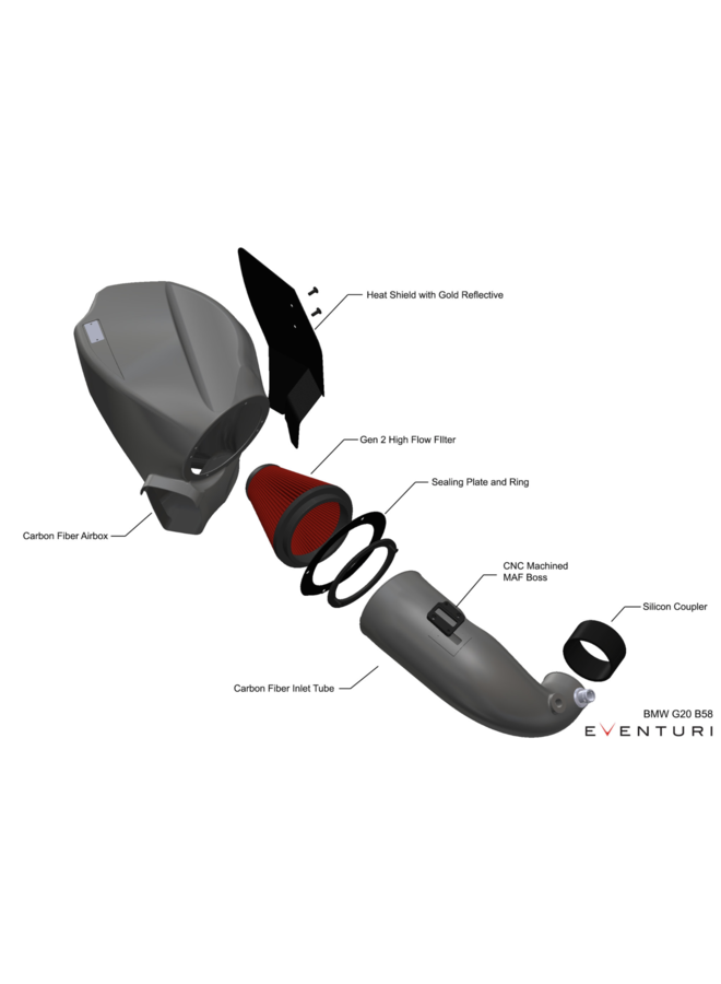 Eventuri BMW G20 G21 M340i B58 Carbon-Lufteinlass
