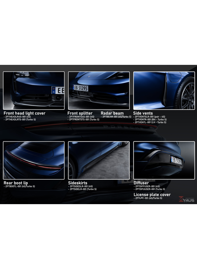 Kit Porsche Taycan 4S in carbonio