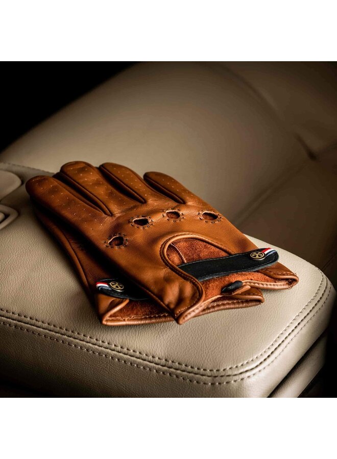 Cognac Cruiser Roadr leather driving gloves