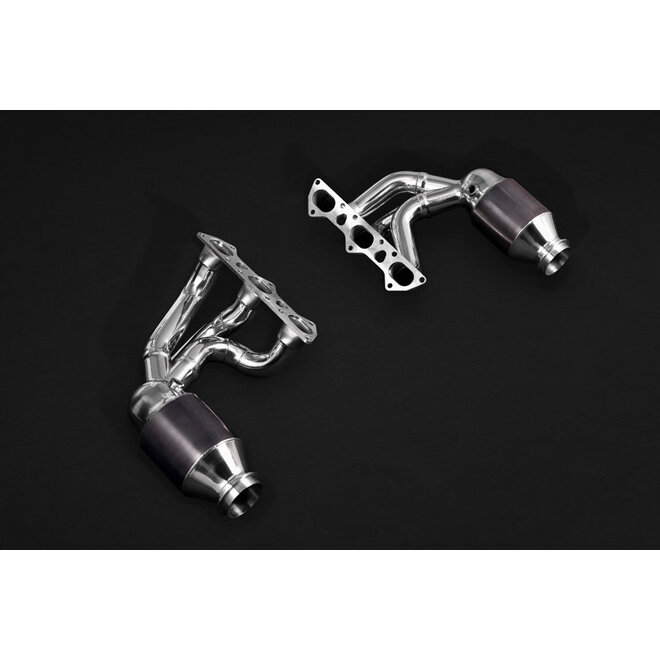 Coletores de escape esportivos Porsche 991 GT3 / GT3RS Capristo e difusor de fibra de carbono