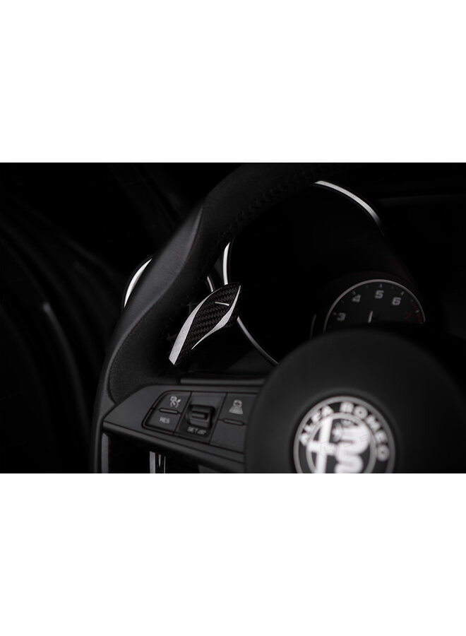 Funda de levas de cambio en el volante de fibra de carbono Alfa Romeo Giulia / Stelvio