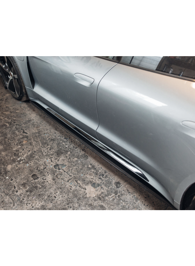 Porsche Taycan Turbo S carbon side skirt extensions