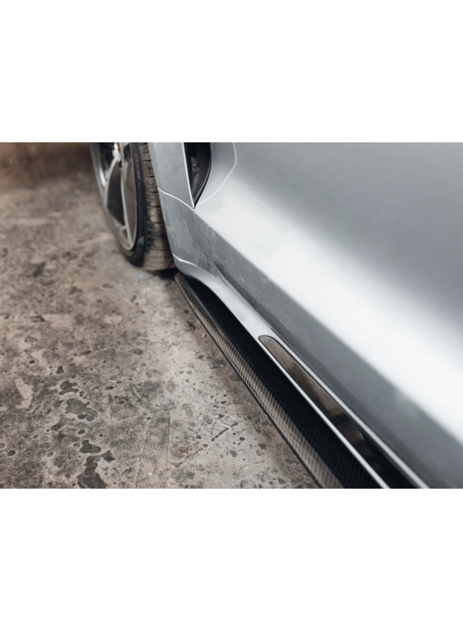Estensioni minigonne laterali in carbonio per Porsche Taycan Turbo S