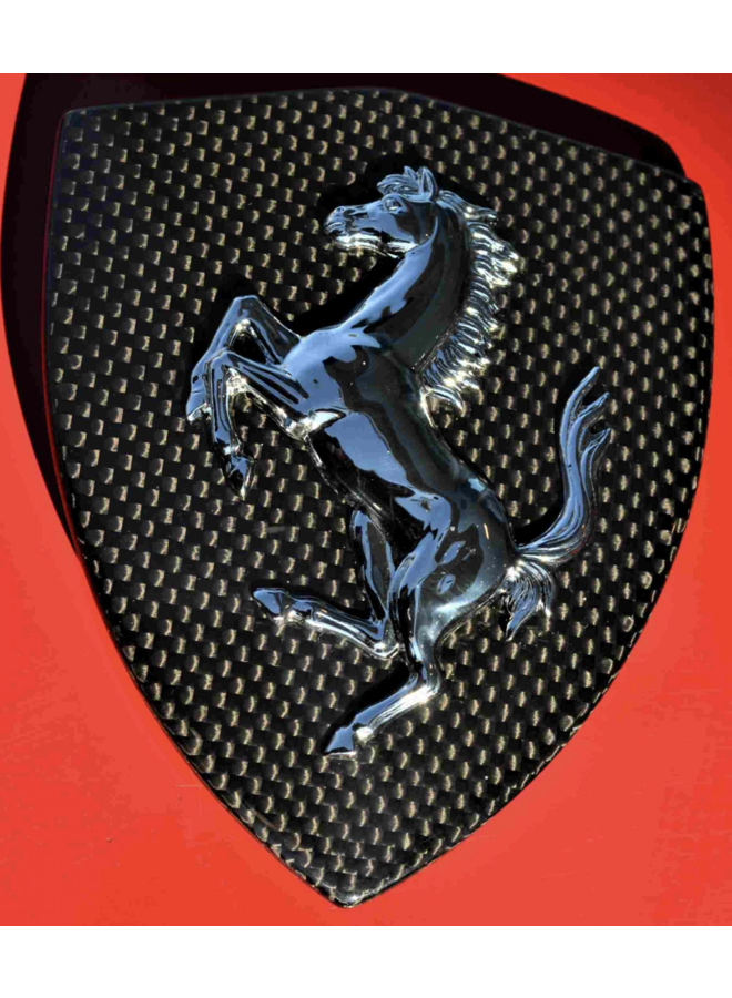 Capa lateral de carbono Ferrari escudo logotipo 458 488 F8 F12 812