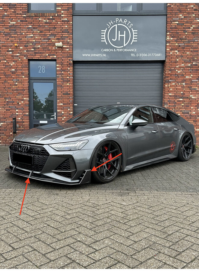 Divisor de lábios dianteiro em carbono Audi RS6 C8 e RS7 C8