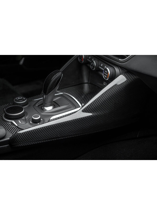 Copertura del pannello laterale della console interna in fibra di carbonio per Alfa Romeo Giulia