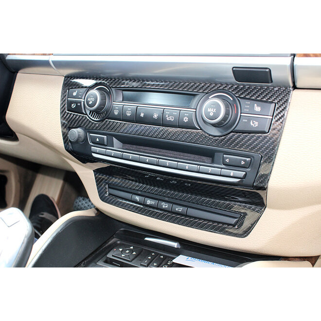 Capa de acabamento do console de rádio de fibra de carbono BMW X6 E71