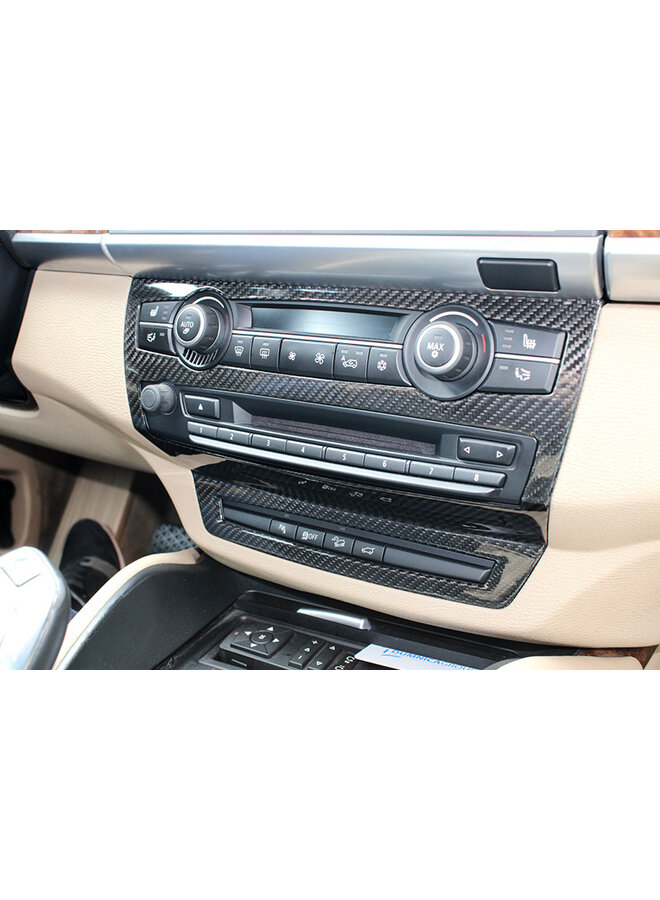 Capa de acabamento do console de rádio de fibra de carbono BMW X6 E71