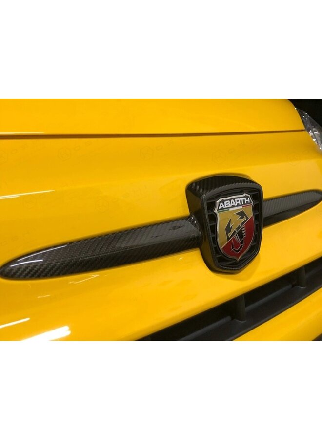 Fiat Abarth 500/595 Cubierta de entrada de emblema con logotipo frontal de fibra de carbono
