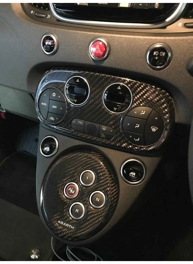 Fiat Abarth 595 2016-> Capa de controle climático AC de fibra de carbono