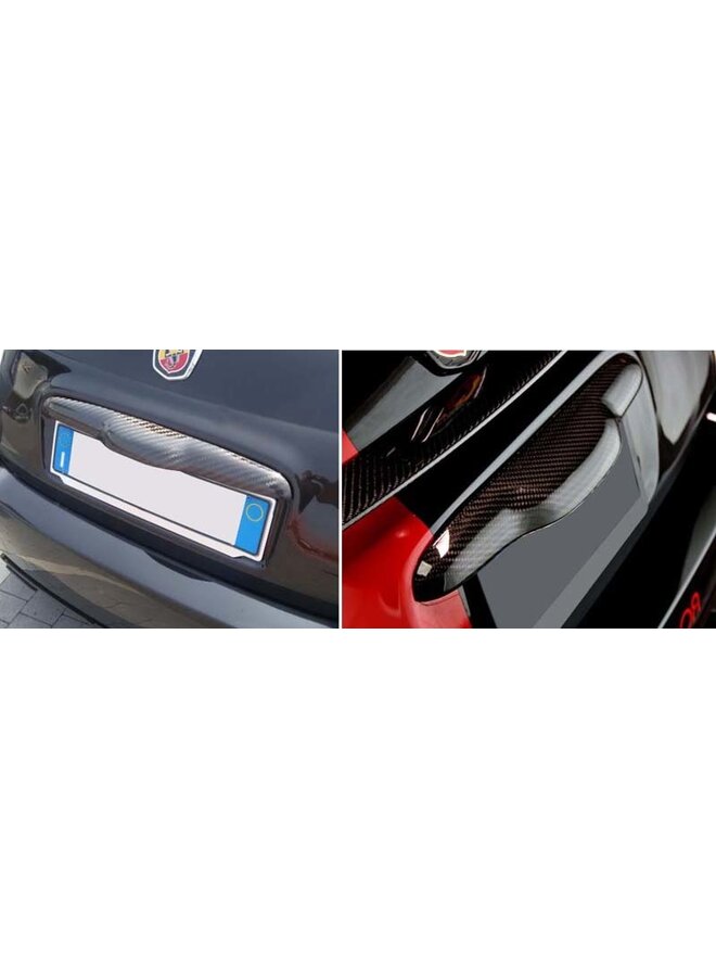 Fiat Abarth 500 Rabat arrière en fibre de carbone au-dessus de la plaque d'immatriculation