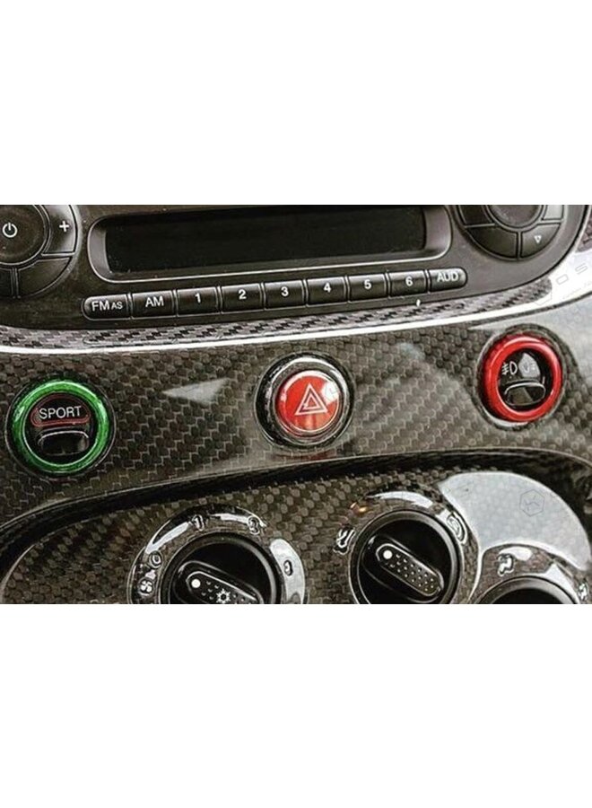 Capa de acabamento de botões do painel de fibra de carbono Fiat Abarth 500/595