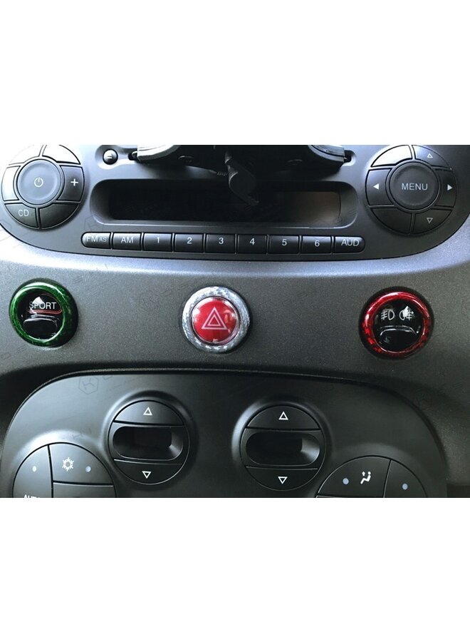 Fiat Abarth 500/595 Boutons de tableau de bord en fibre de carbone Revêtement d'habillage