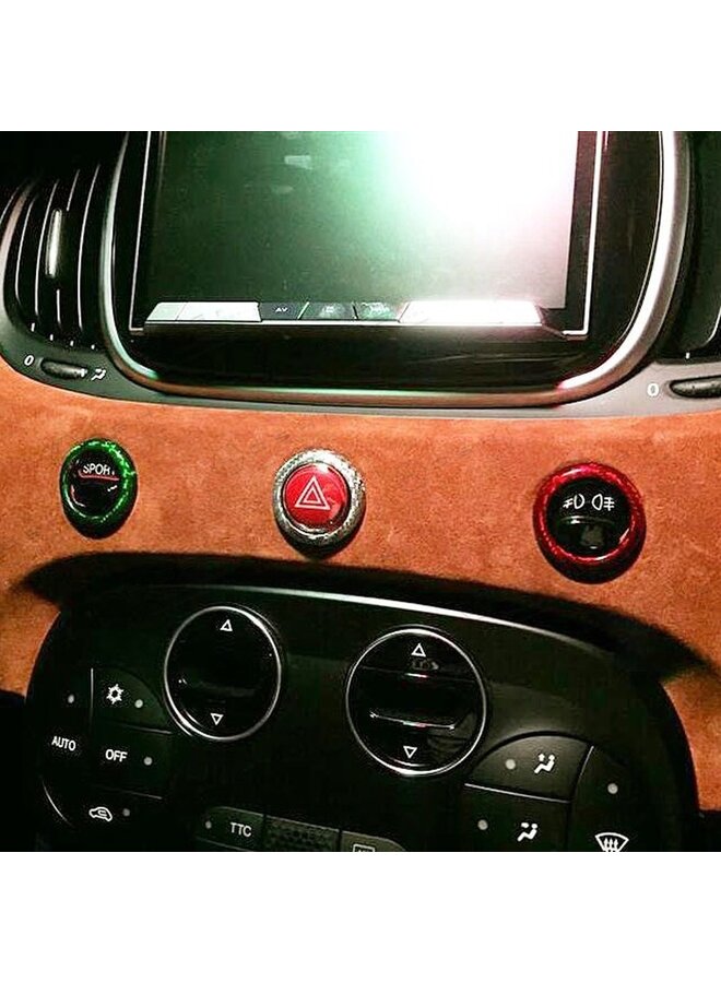 Cubierta embellecedora de botones de salpicadero de fibra de carbono Fiat Abarth 500/595