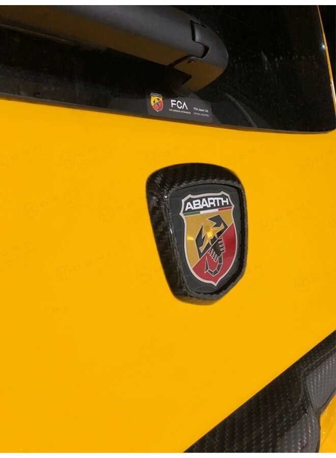 Quadro do emblema do logotipo traseiro em fibra de carbono Fiat Abarth 500/595