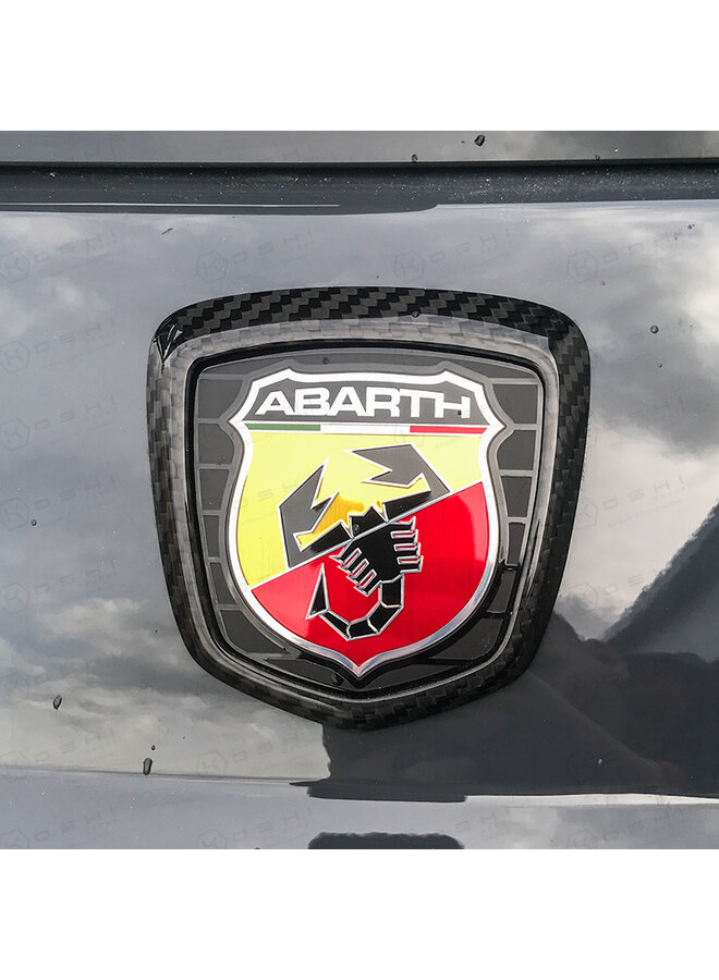 Quadro do emblema do logotipo traseiro em fibra de carbono Fiat Abarth 500/595