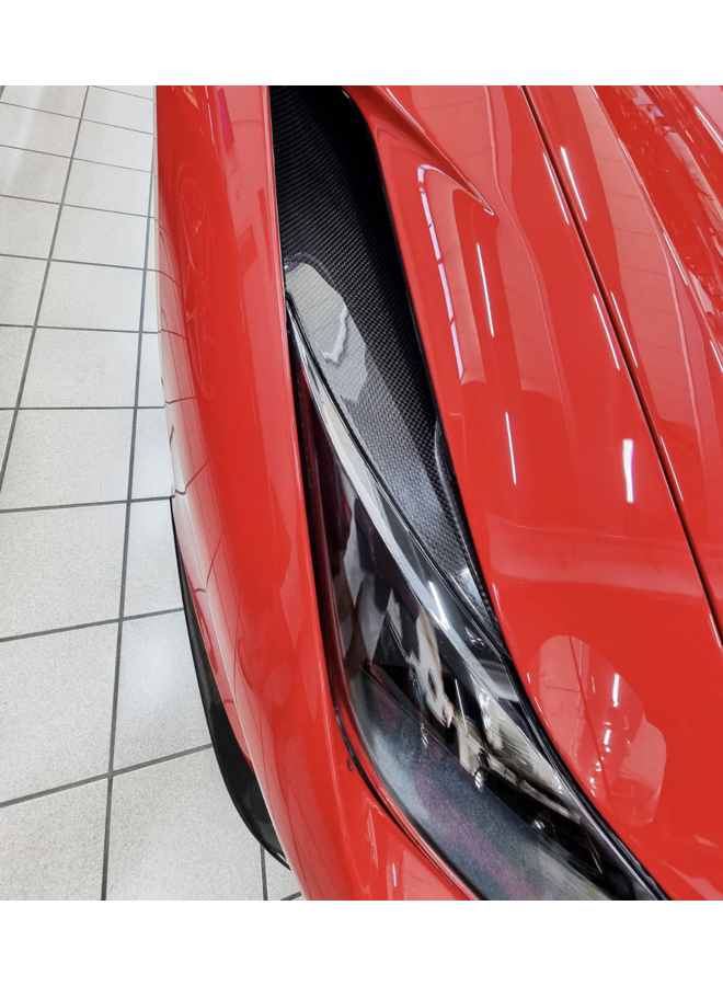 Écran latéral de prise d'air de grille de phare en carbone Ferrari F8 Tributo