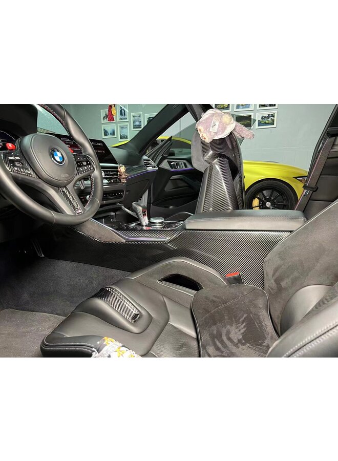 BMW G80 G81 G82 G87 M2 M3 M4 Caches latéraux de console centrale en carbone
