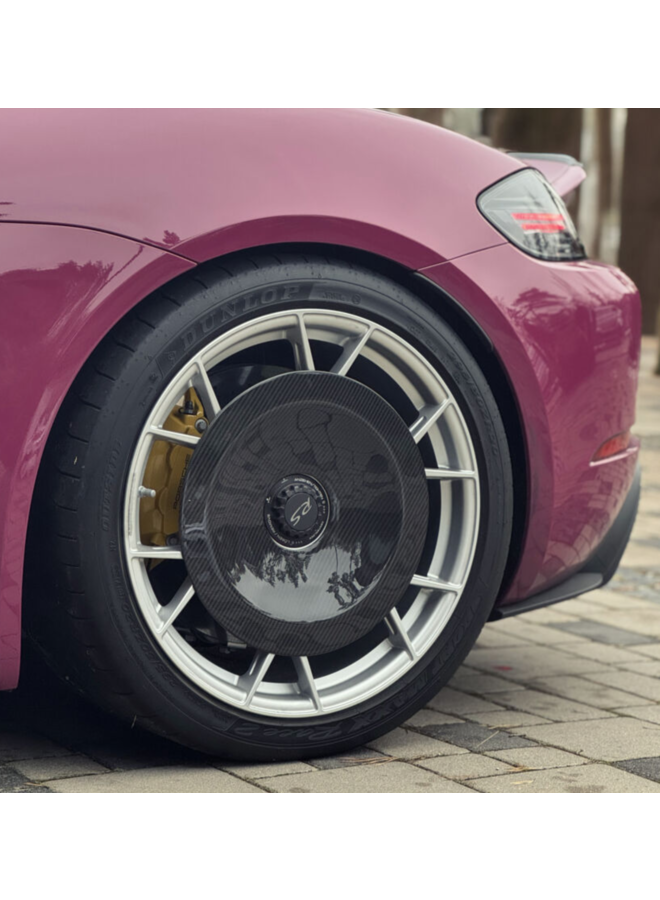 Este é um conjunto de discos de aro aerodinâmico de carbono Porsche 718 Cayman GT4RS / Spyder RS