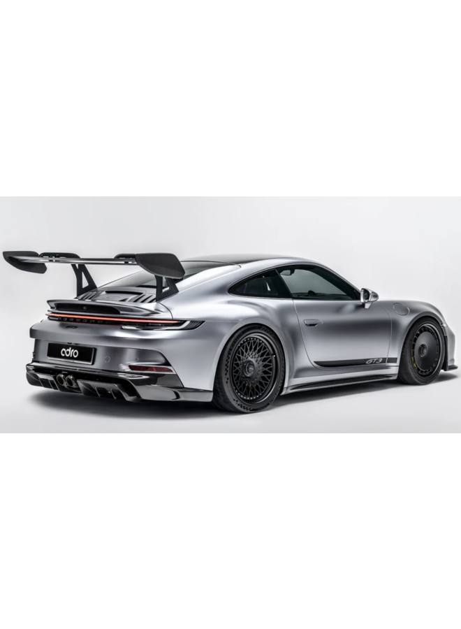This is a Porsche 992 GT3 Adro AT-P Swan neck carbon spoiler