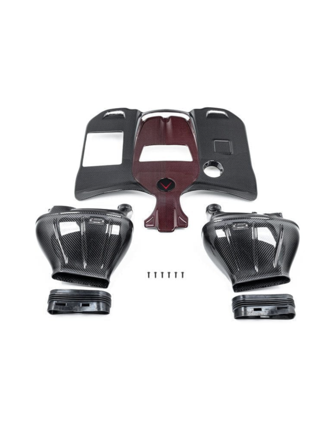 This is a set of Eventuri Mercedes W464 G63 AMG carbon air intake filter system