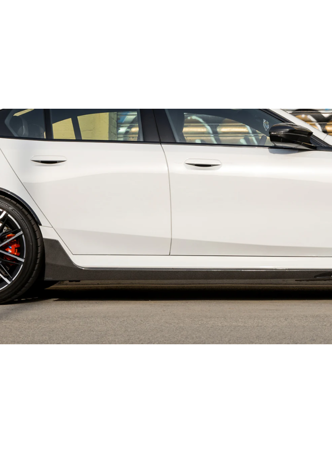 This is a set of BMW G90 G99 M5 Carbon SQ Side skirt extensions