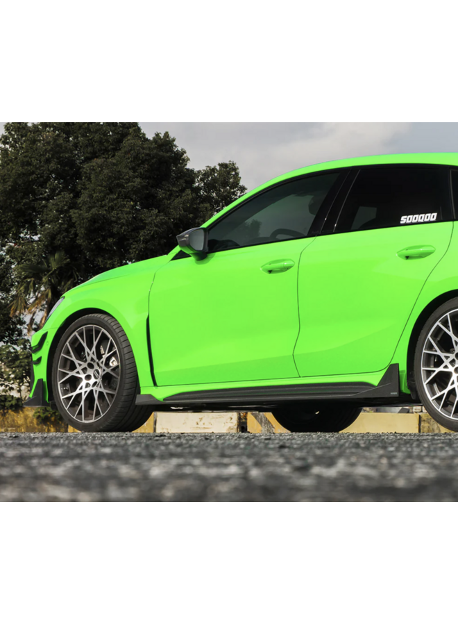 This is a set of Audi RS3 8Y Facelift SQ carbon side skirt extensions