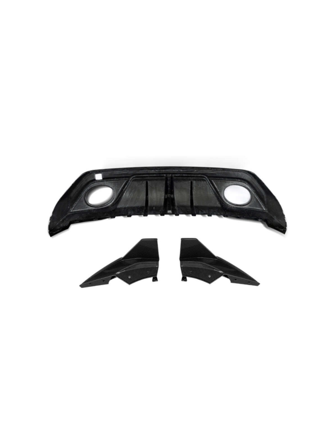 Se trata de un conjunto de difusor de carbono Audi RS3 8Y Facelift SQ