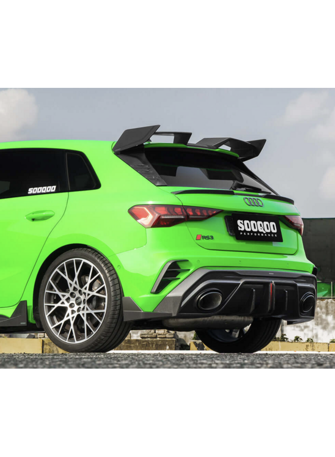 Se trata de un conjunto de difusor de carbono Audi RS3 8Y Facelift SQ