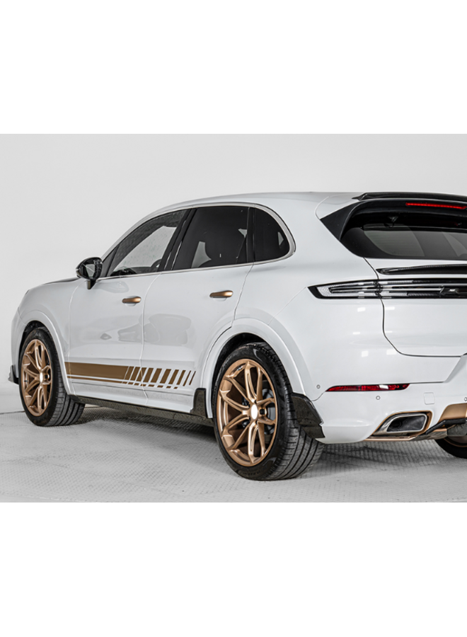 dit betreft een set Porsche cayenne 2024+ carbon achterbumper splitter diffuser
