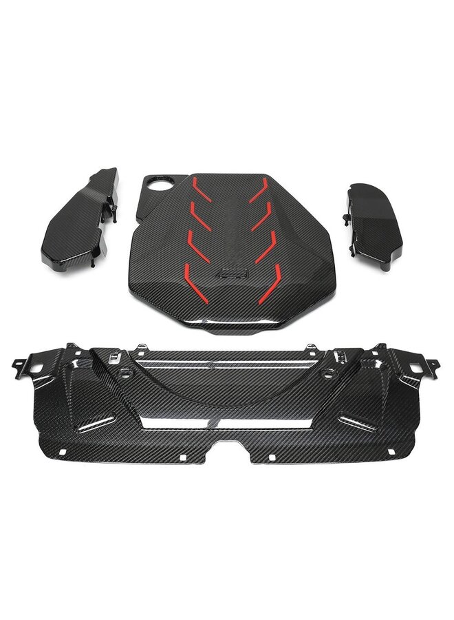 Este es un juego de paneles de cubierta de motor de carbono BMW G90 G99 M5