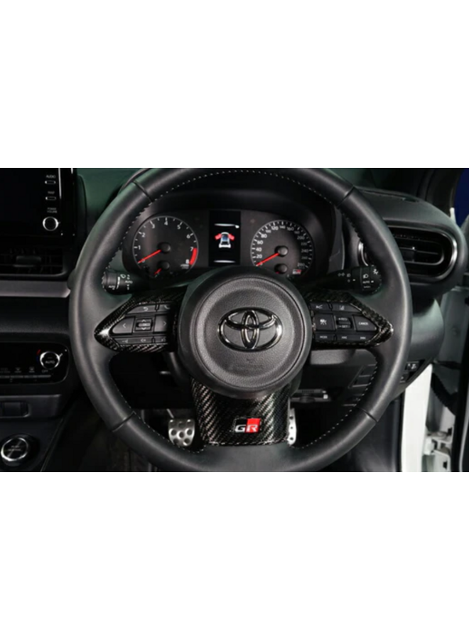 Dies ist ein Satz Lenkradverkleidungen aus Carbon für den Toyota Yaris GR.