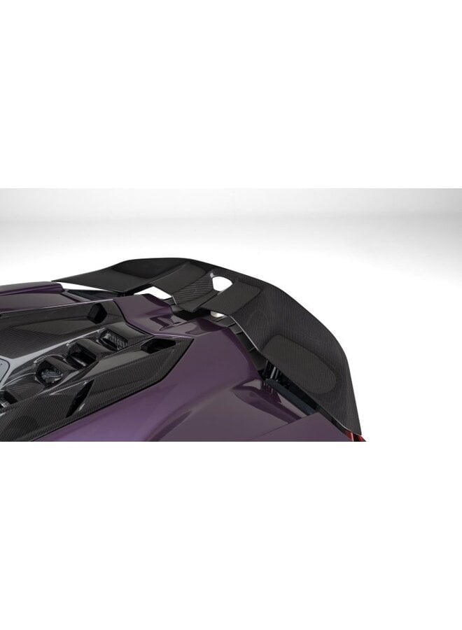 Isto diz respeito a um spoiler traseiro Novitec em fibra de carbono para Lamborghini Revuelto.